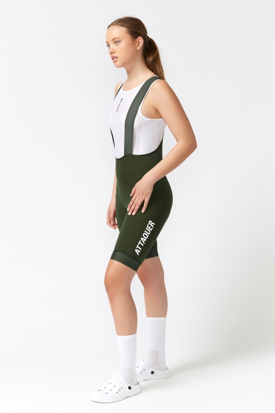 Womens Attaquer | Womens Race Bib Short Pine/White Ref Logo