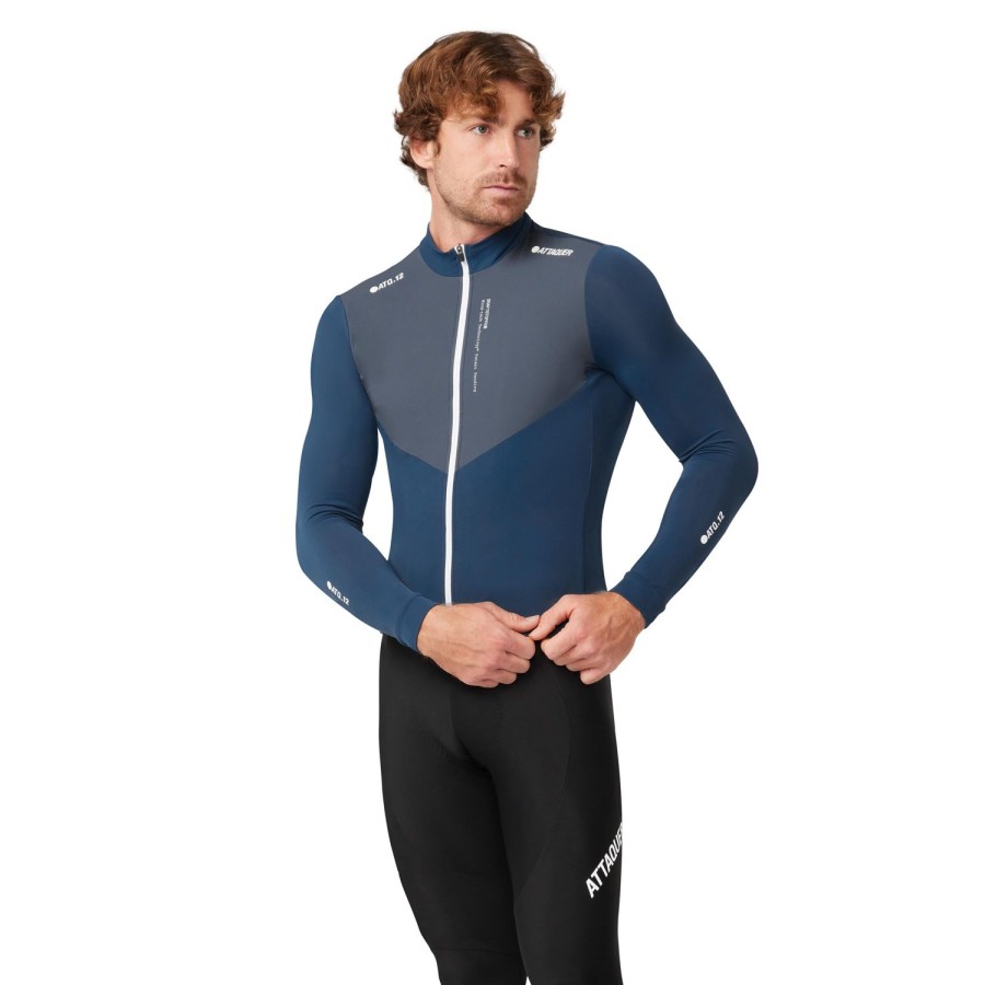 Mens Attaquer | Race Winter Long Sleeved Jersey Vintage Blue