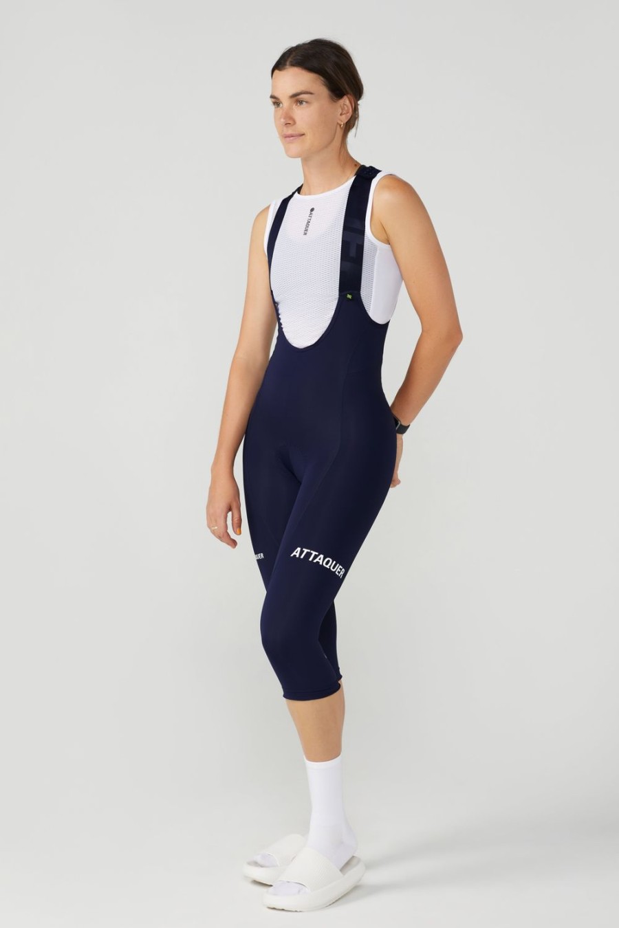 Womens Attaquer | Womens All Day 3/4 Bib Navy/White Logo