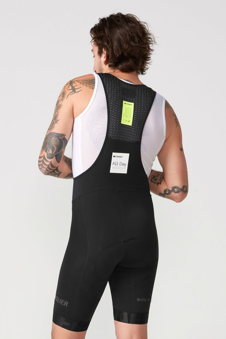 Mens Attaquer | All Day Bib Short Black/Tonal Reflective Logo