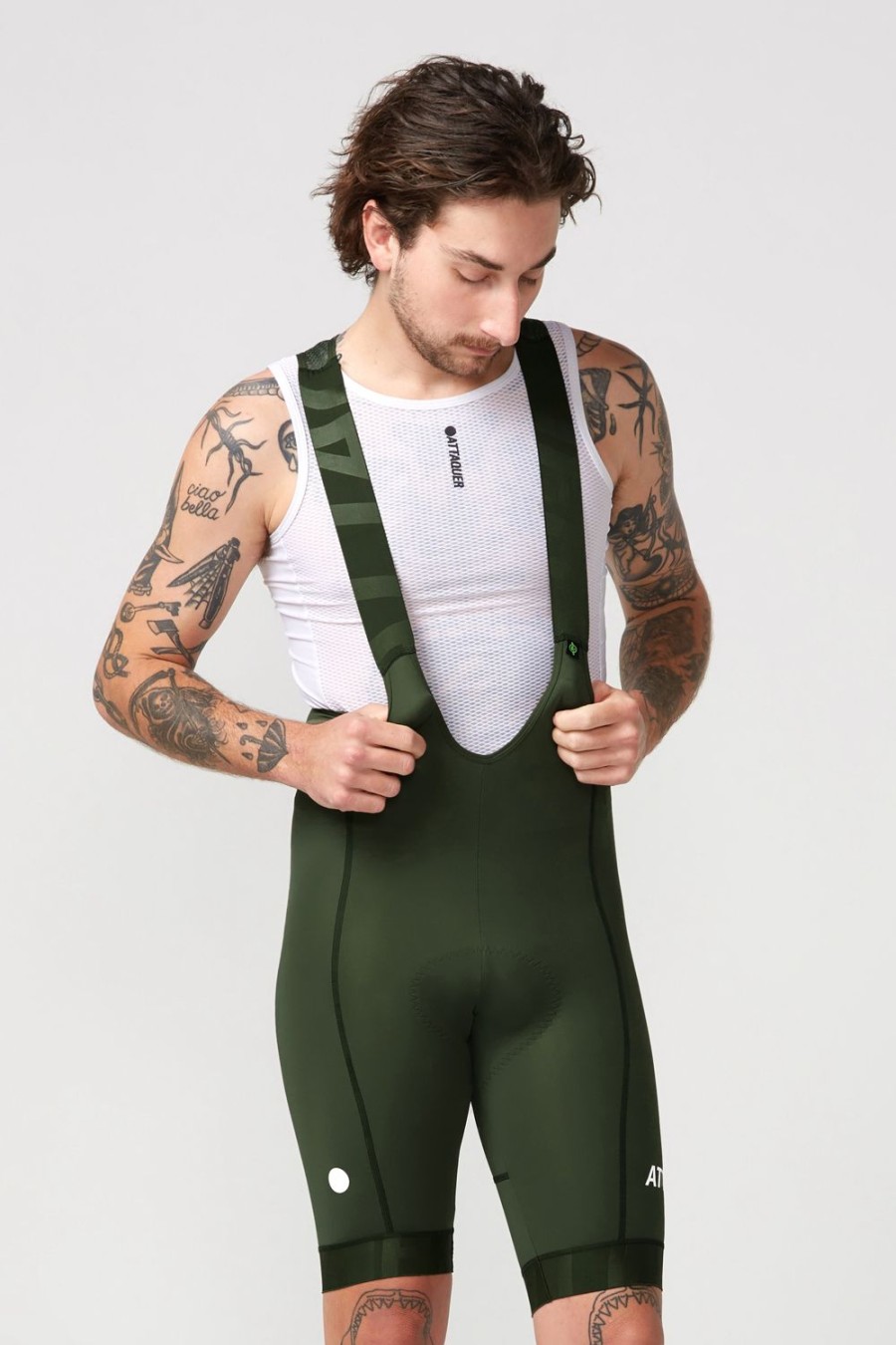 Mens Attaquer | All Day Bib Short Pine/White Reflective Logo