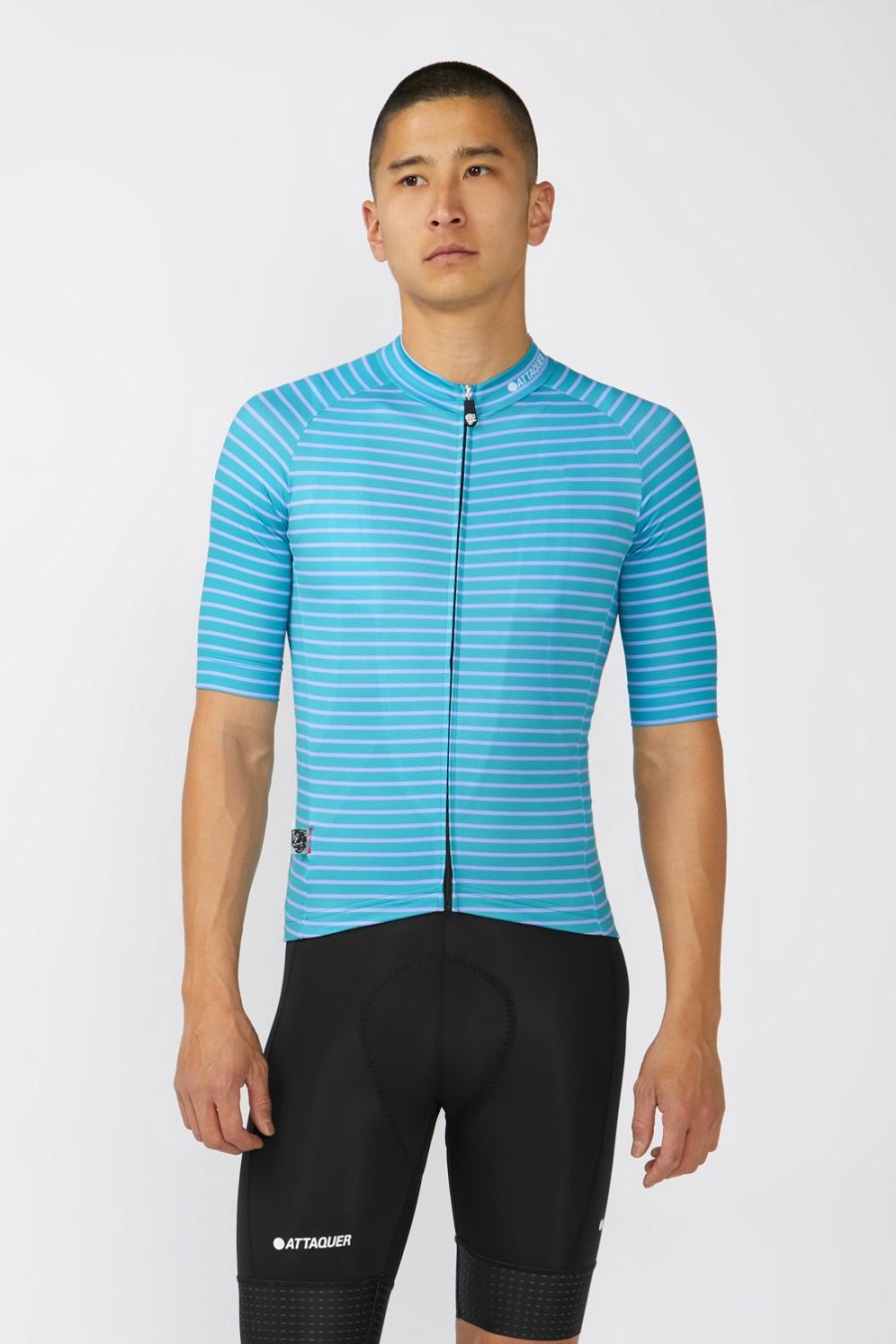 Mens Attaquer | A-Line Jersey Fine Stripe Turquoise/Lilac