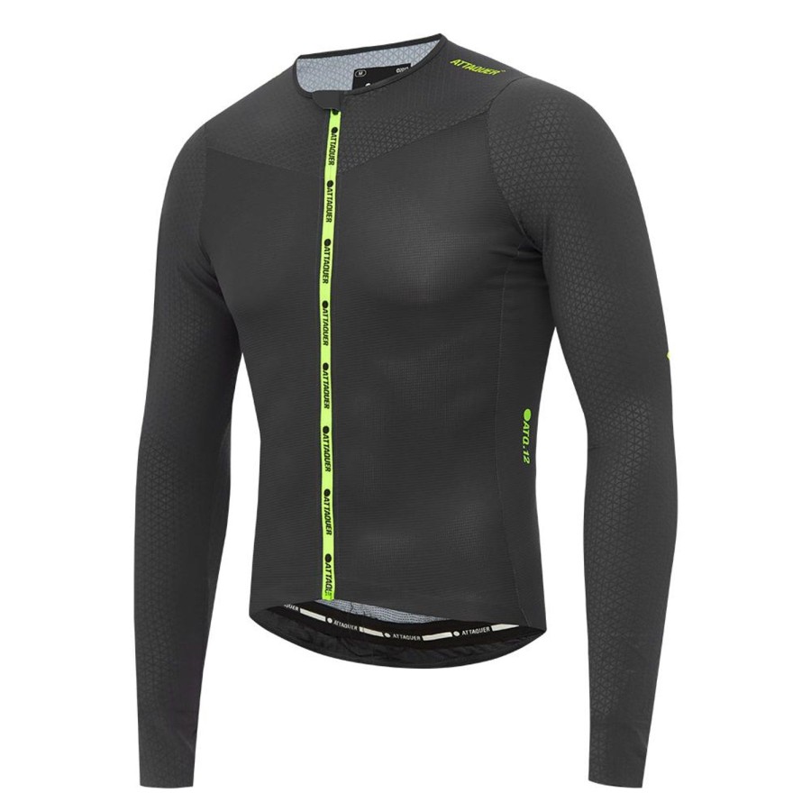 Mens Attaquer | Ultra+ Aero Long Sleeved Jersey Anthracite/Acid Lime