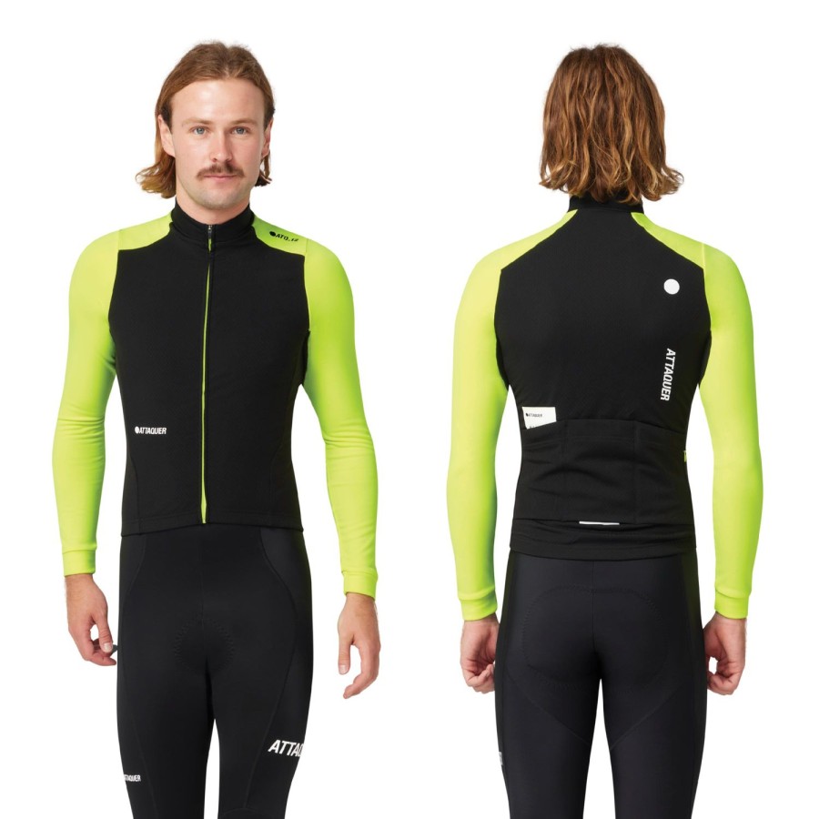 Mens Attaquer | All Day Winter Long Sleeved Jersey Black/Acid Lime