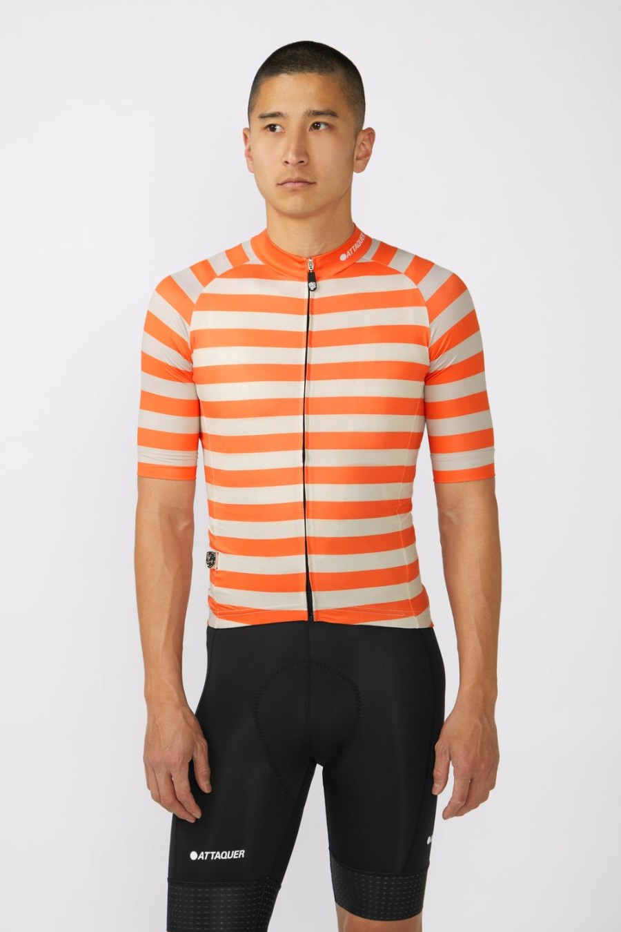 Mens Attaquer | A-Line Jersey Stripe Orange/Eggshell