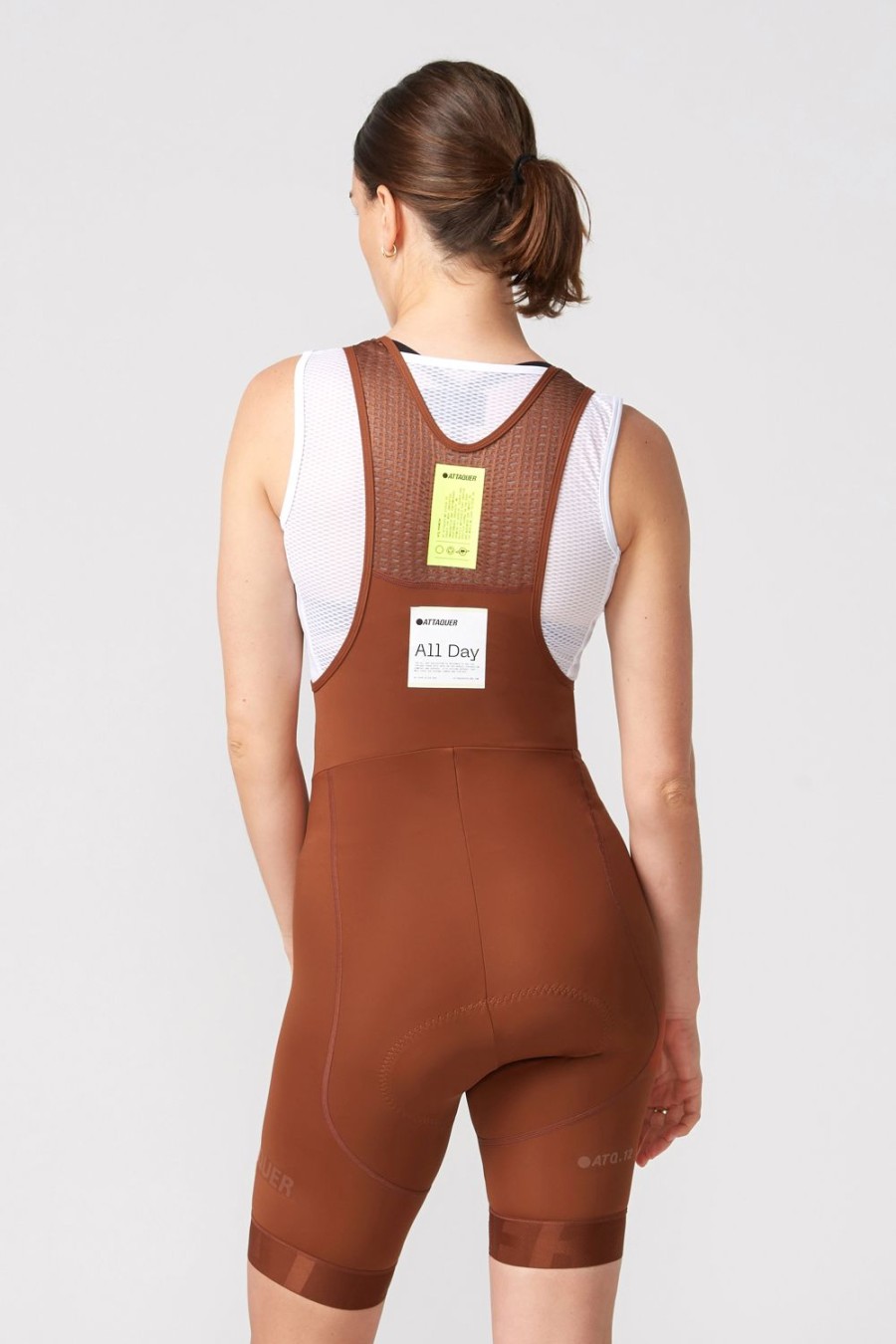 Womens Attaquer | Womens All Day Bib Short Burnt Orange/Tonal Reflective Logo