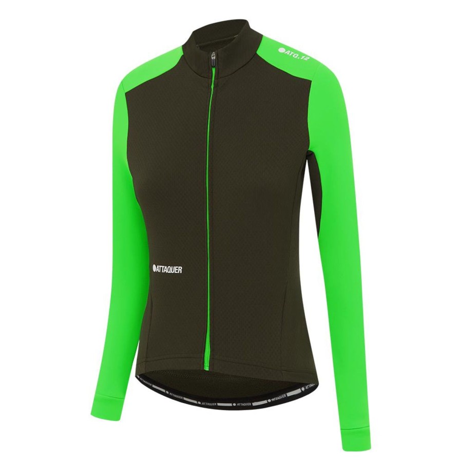 Womens Attaquer | Womens All Day Winter Long Sleeved Jersey Pine/Fluro Green