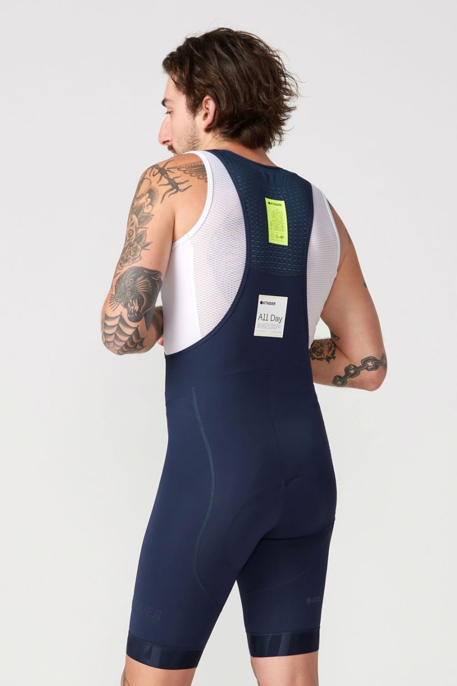 Mens Attaquer | All Day Bib Short Navy/Tonal Reflective Logo