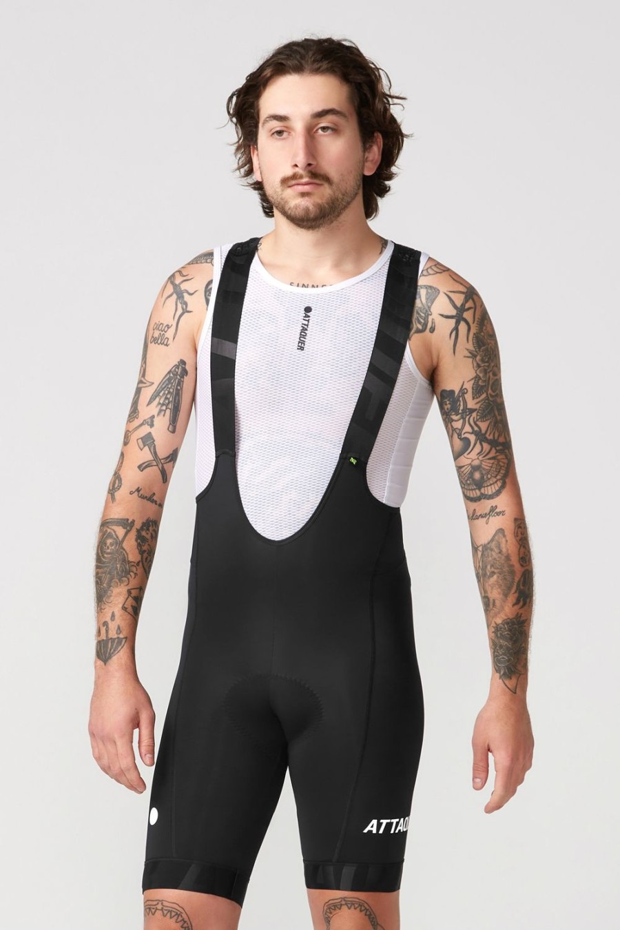 Mens Attaquer | All Day Bib Short Black/White Reflective Logo