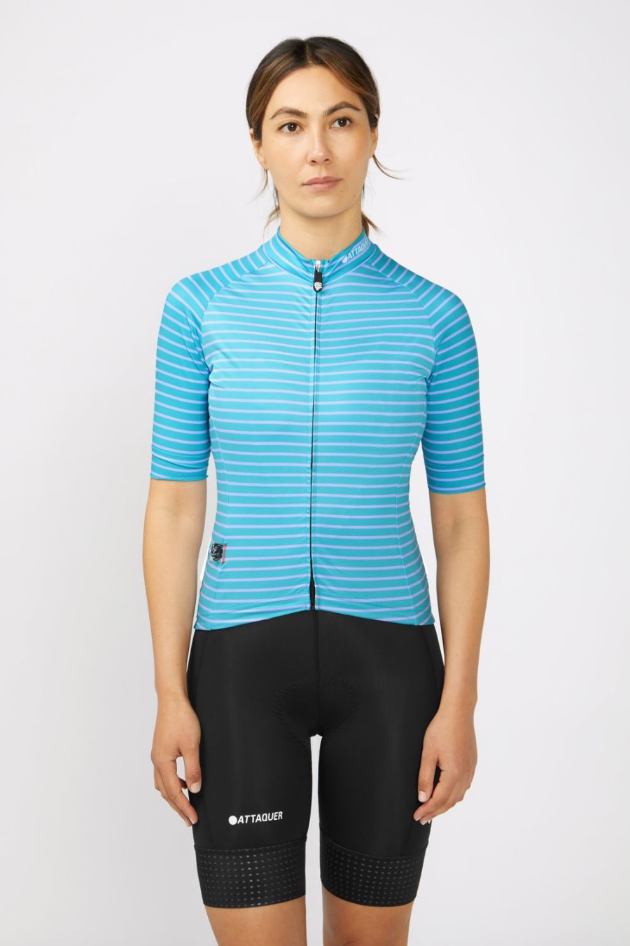 Womens Attaquer | Womens A-Line Jersey Fine Stripe Turquoise/Lilac