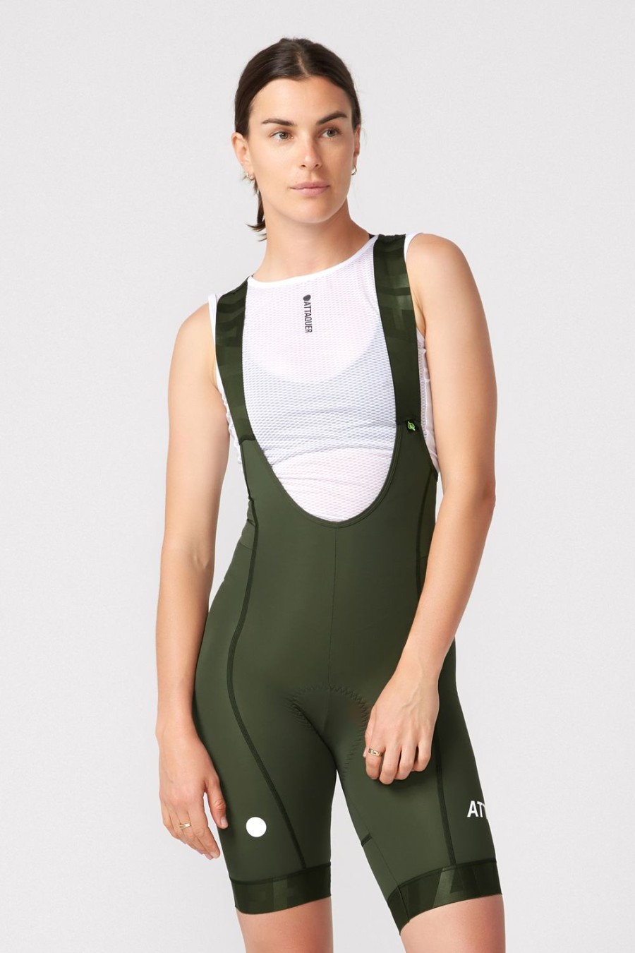 Womens Attaquer | Womens All Day Bib Short Pine/White Reflective Logo