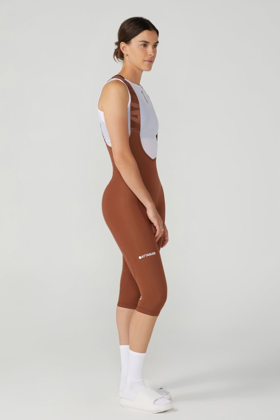 Womens Attaquer | Womens All Day 3/4 Bib Burnt Orange/White Logo