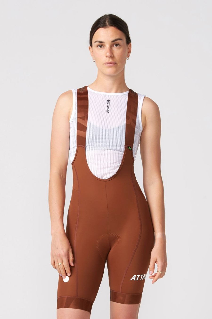 Womens Attaquer | Womens All Day Bib Short Burnt Orange/White Reflective Logo