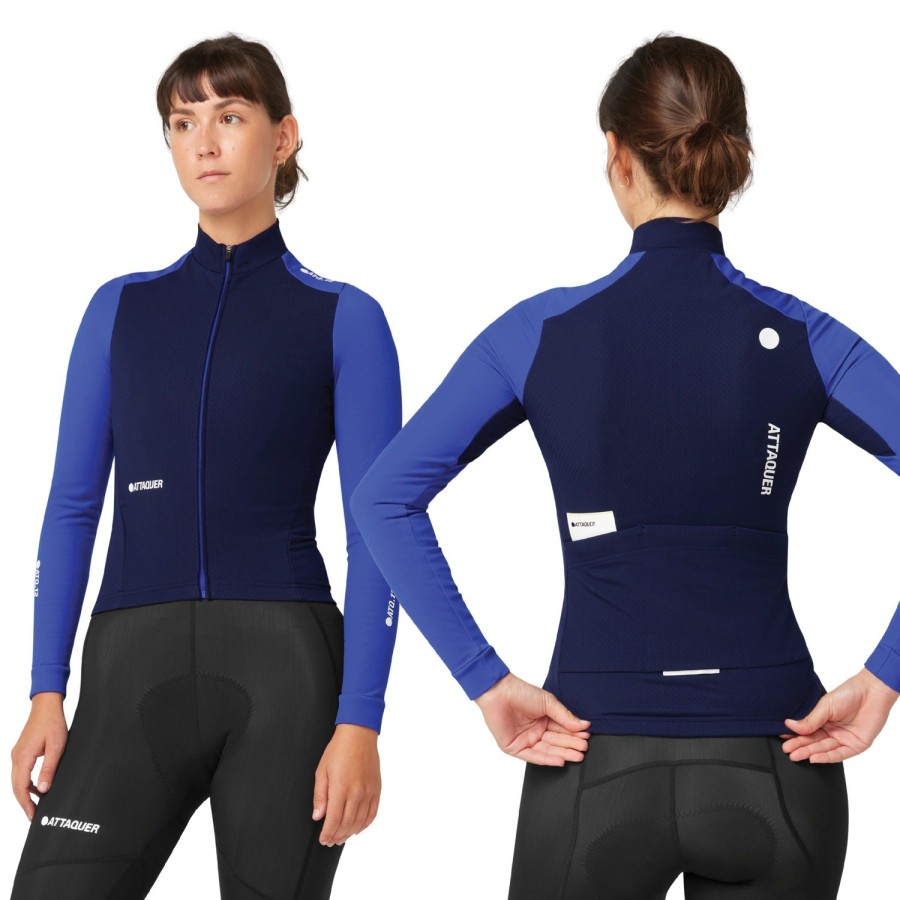 Womens Attaquer | Womens All Day Winter Long Sleeved Jersey Navy/Fluro