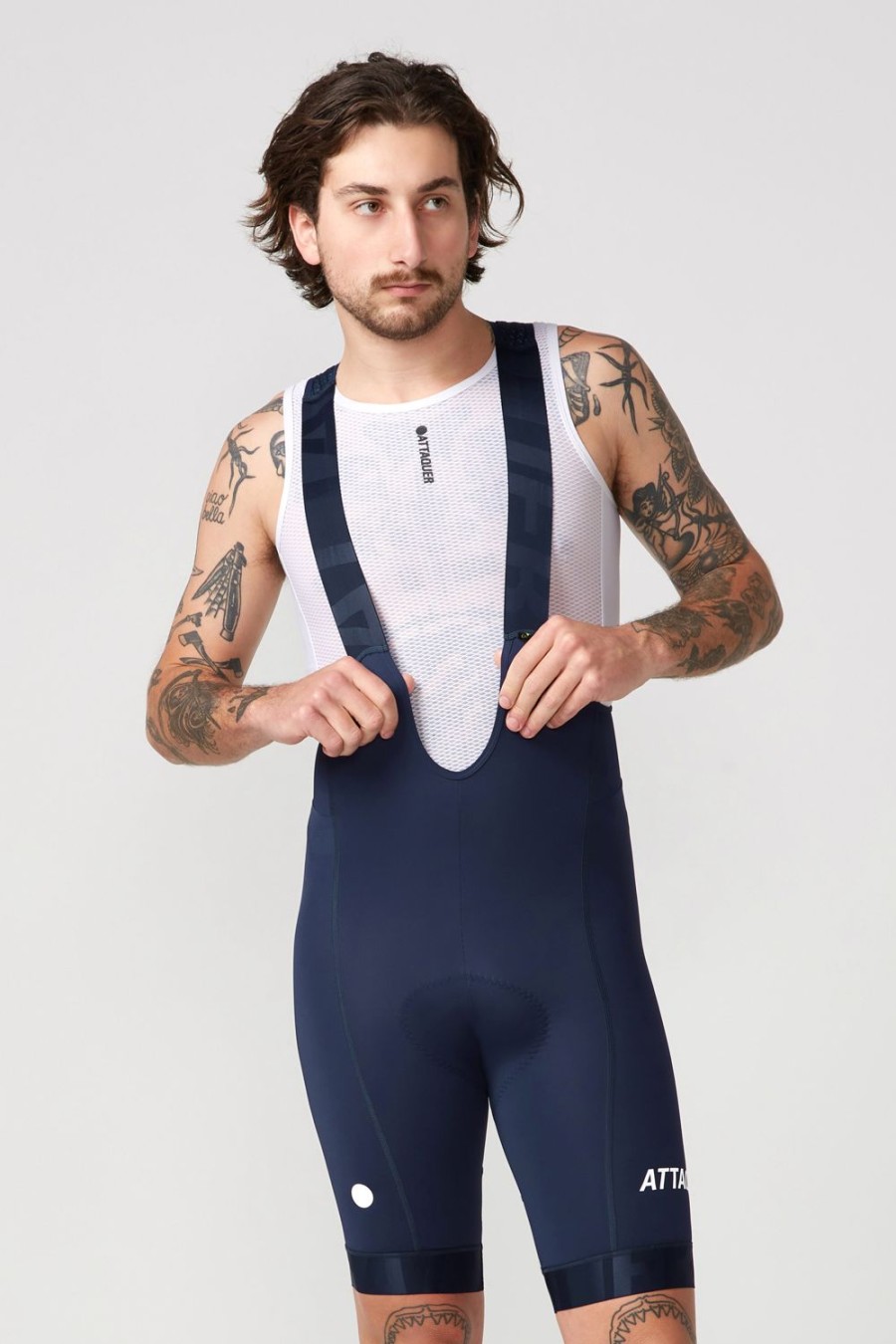 Mens Attaquer | All Day Bib Short Navy/White Reflective Logo