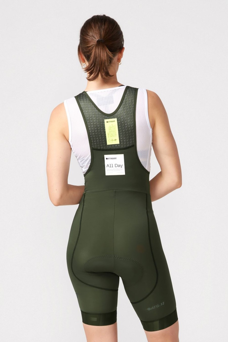 Womens Attaquer | Womens All Day Bib Short Pine/Tonal Reflective Logo