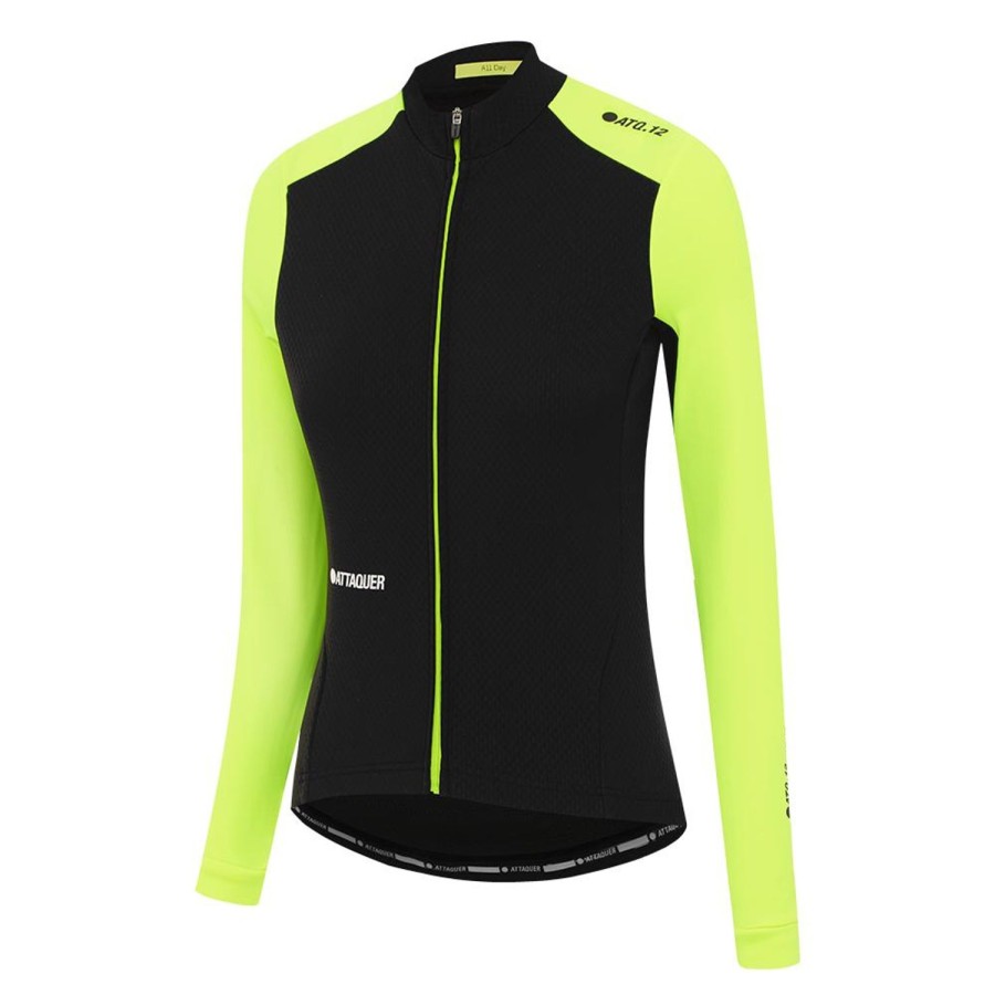 Womens Attaquer | Womens All Day Winter Long Sleeved Jersey Black/Acid Lime