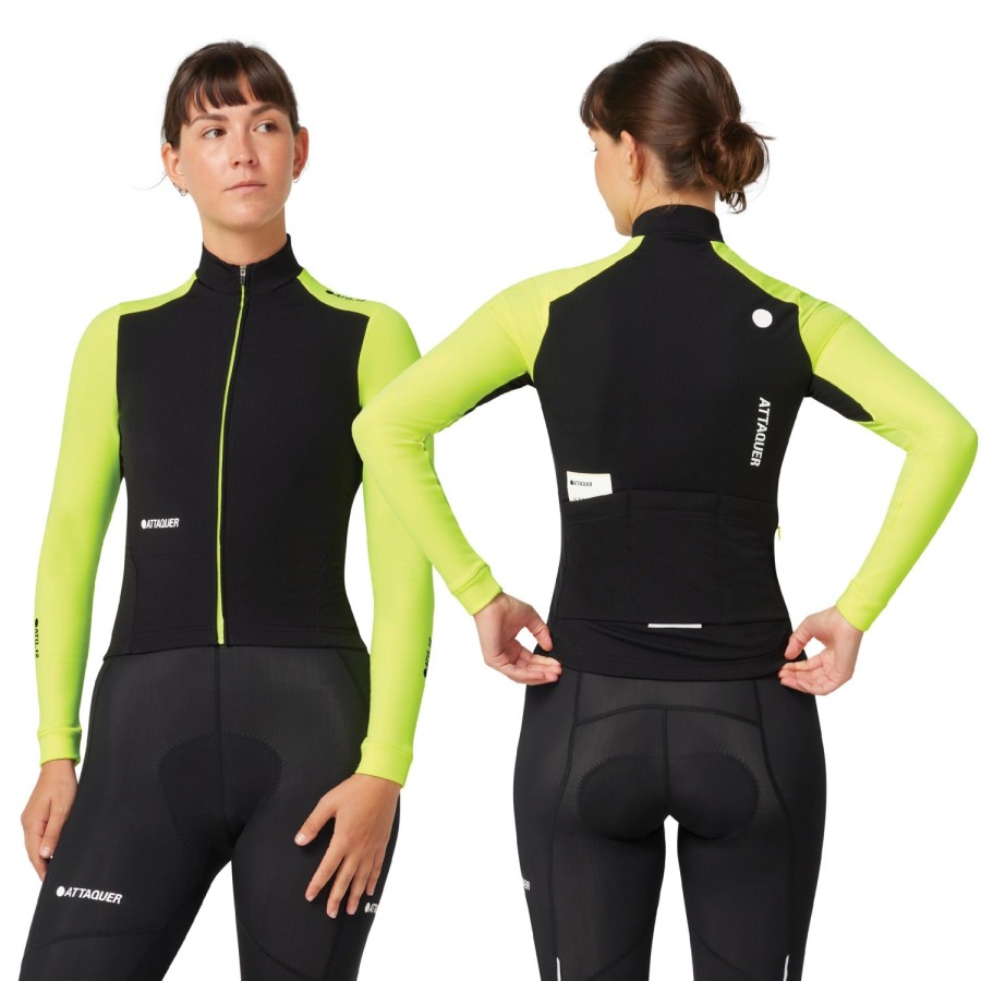 Womens Attaquer | Womens All Day Winter Long Sleeved Jersey Black/Acid Lime