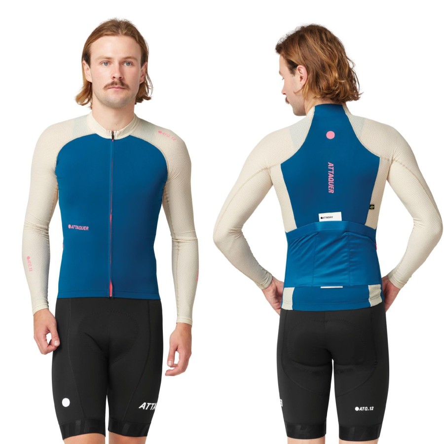 Mens Attaquer | All Day Summer Long Sleeve Jersey Blue/Eggshell